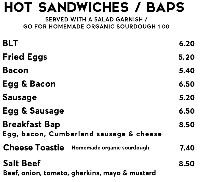 Food Menu – Ben & Ollie's